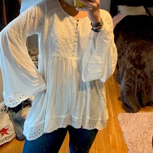 free people white flowy blouse